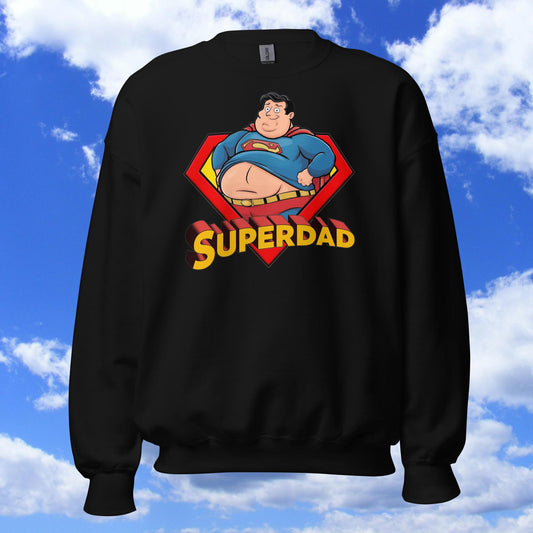 Superdad Father's Day Fat Superhero Unisex Sweatshirt Black Sweatshirts Justice League Movies Superheroes Superman Next Cult Brand