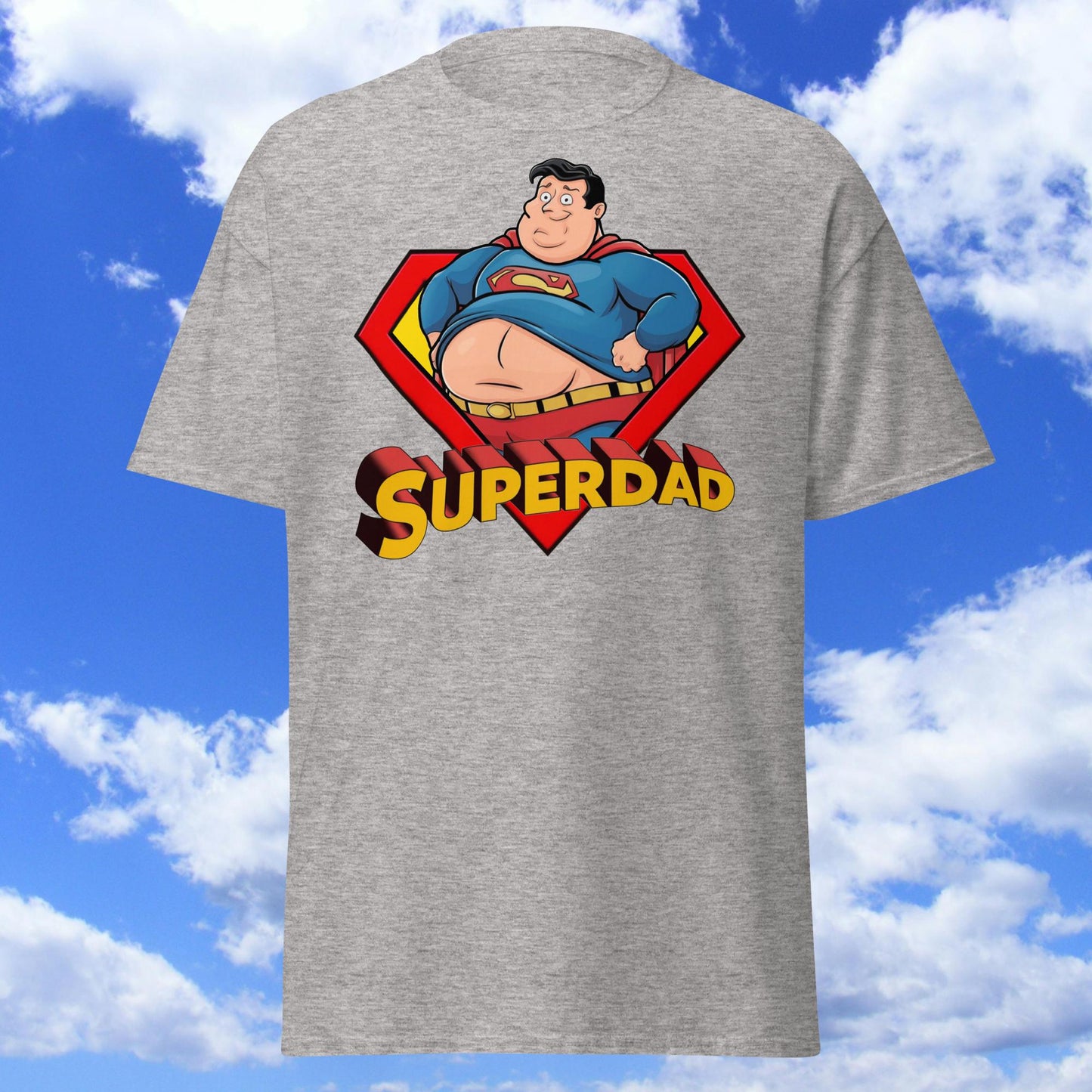Superdad Father's Day Fat Superhero Unisex tee Sport Grey T-shirts Father's Day Justice League Movies Superheroes Superman Next Cult Brand