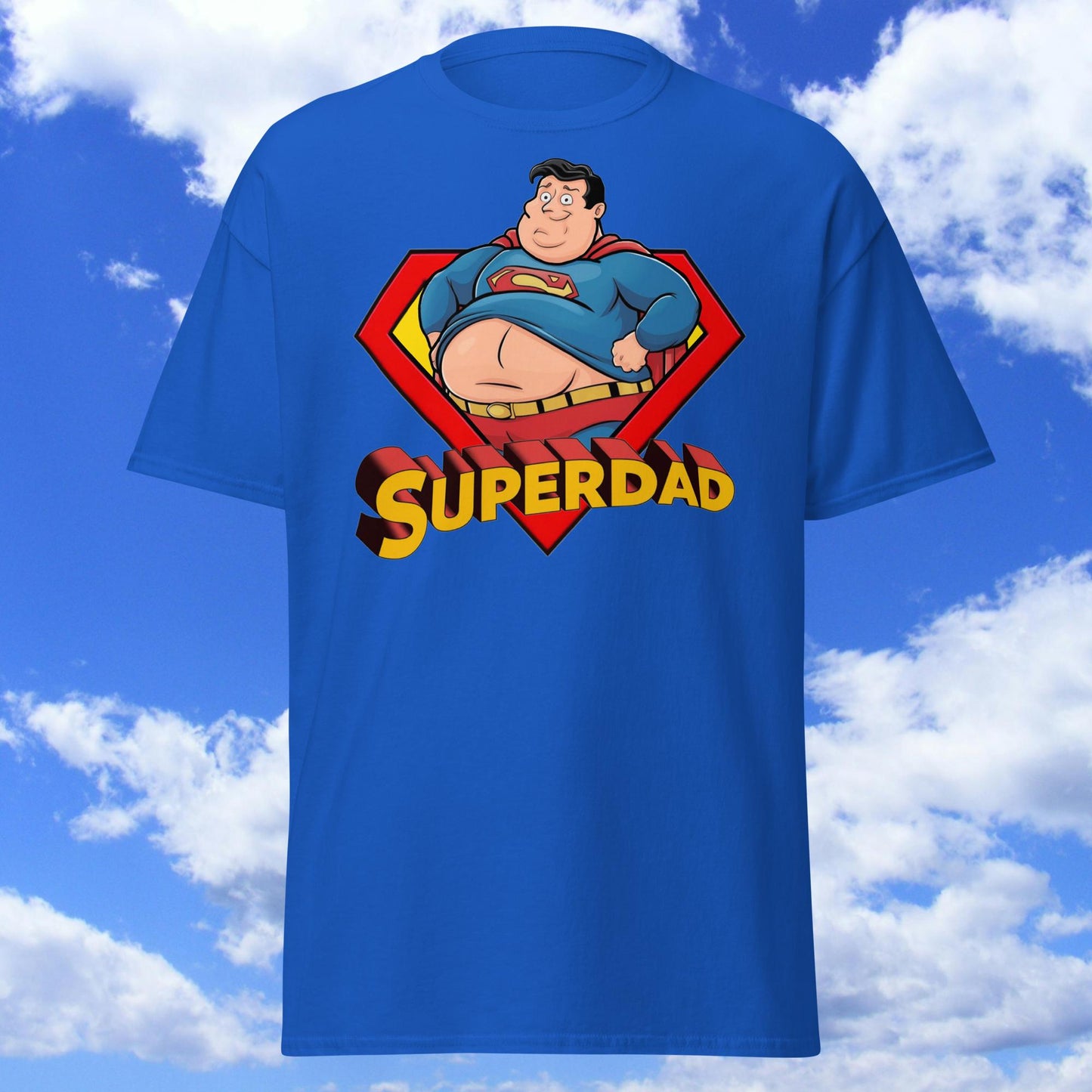 Superdad Father's Day Fat Superhero Unisex tee Royal T-shirts Father's Day Justice League Movies Superheroes Superman Next Cult Brand