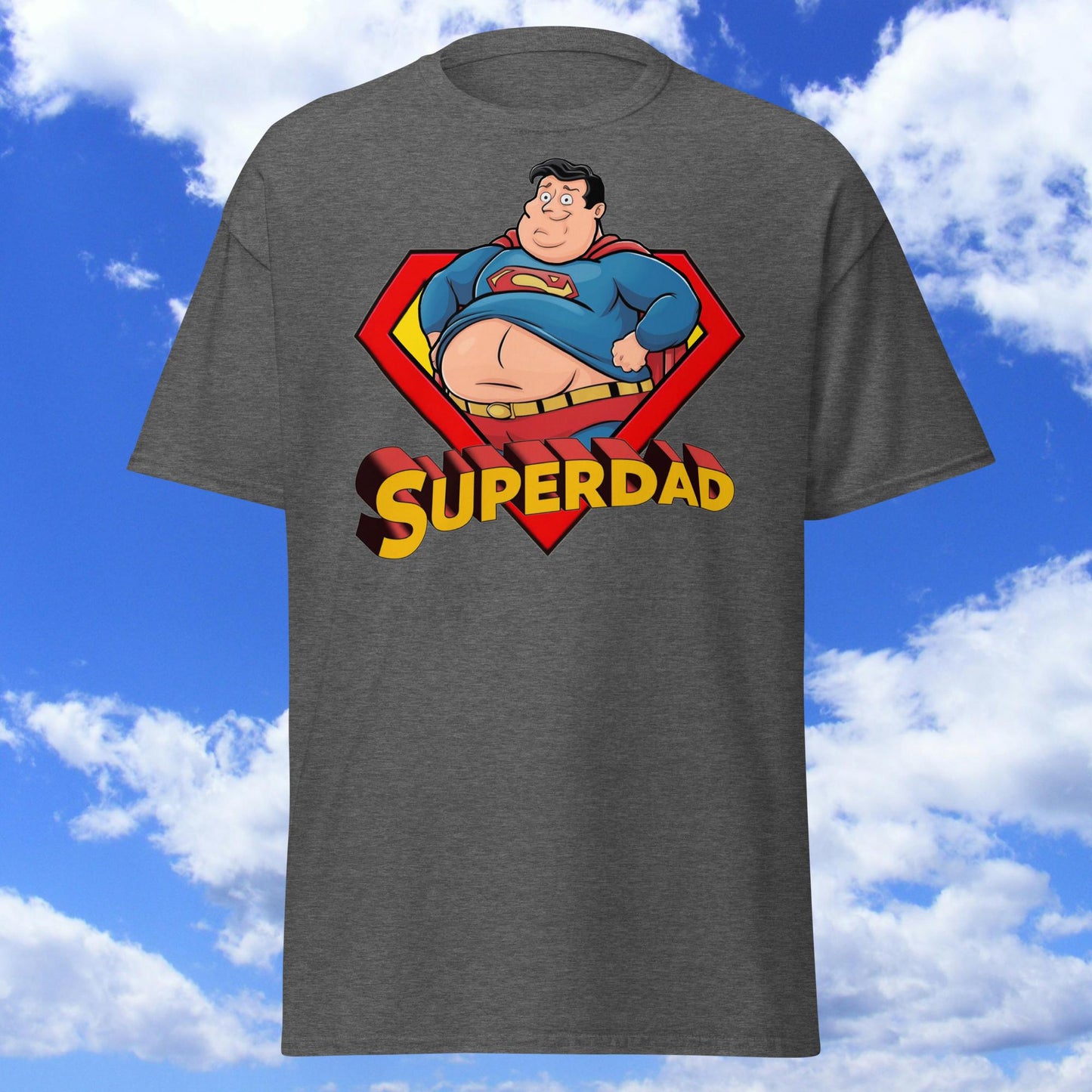 Superdad Father's Day Fat Superhero Unisex tee Dark Heather T-shirts Father's Day Justice League Movies Superheroes Superman Next Cult Brand
