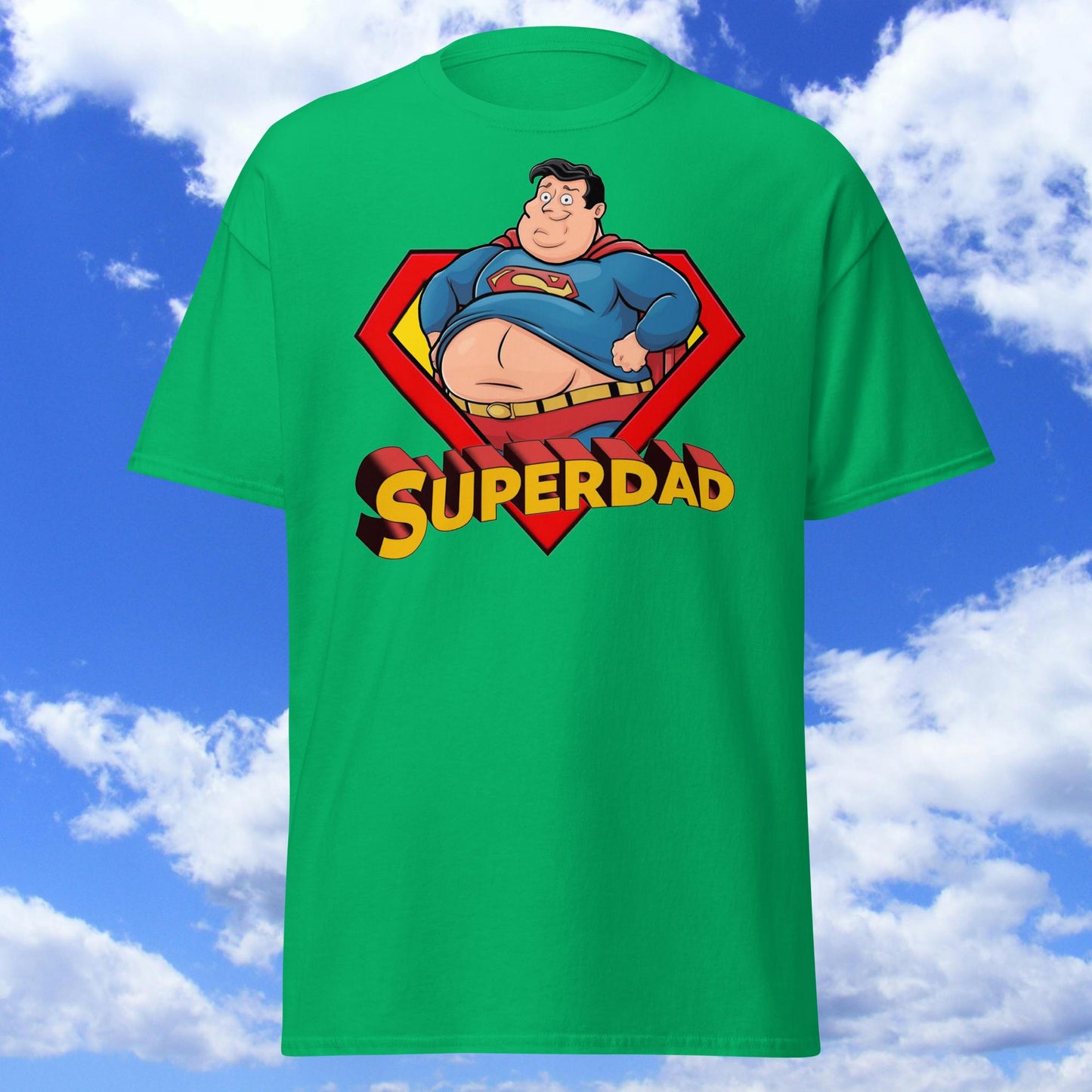 Superdad Father's Day Fat Superhero Unisex tee Irish Green T-shirts Father's Day Justice League Movies Superheroes Superman Next Cult Brand
