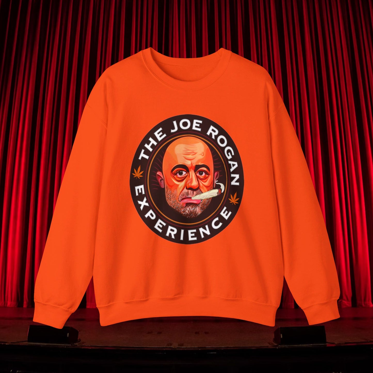 The Joe Rogan Experience Smoking Weed Marijuana Pot Funny Unisex Heavy Blend Crewneck Sweatshirt Orange Sweatshirts Joe Rogan Podcasts Stand-up Comedy Weed Printify