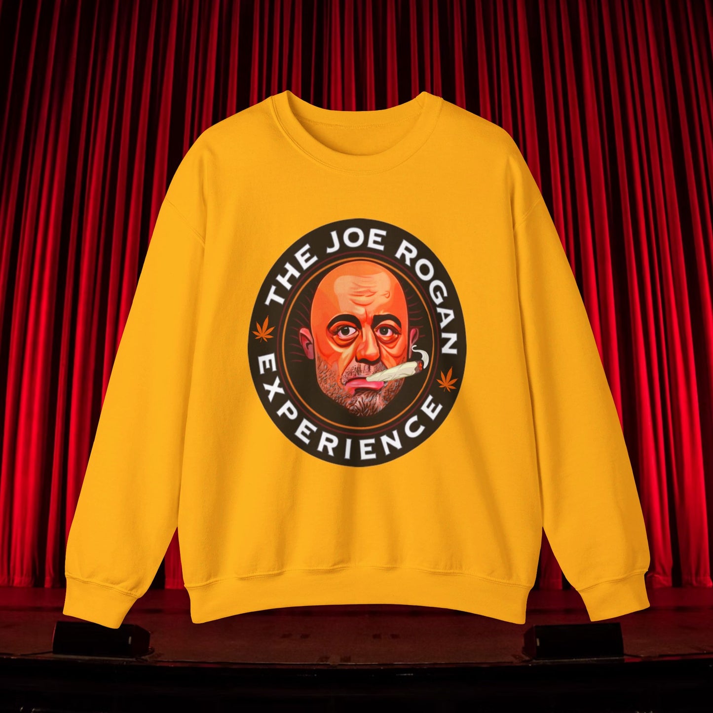 The Joe Rogan Experience Smoking Weed Marijuana Pot Funny Unisex Heavy Blend Crewneck Sweatshirt Gold Sweatshirts Joe Rogan Podcasts Stand-up Comedy Weed Printify