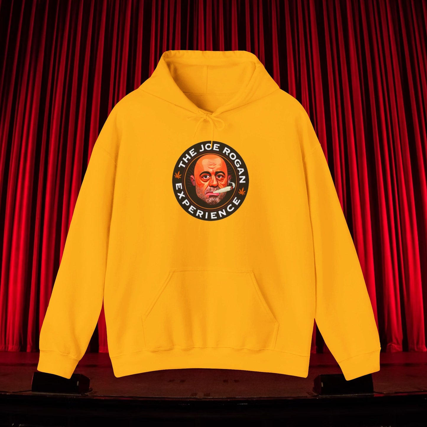 The Joe Rogan Experience Smoking Weed Marijuana Pot Funny Unisex Heavy Blend Hooded Sweatshirt Gold Hoodies Joe Rogan Podcasts Stand-up Comedy Weed Printify