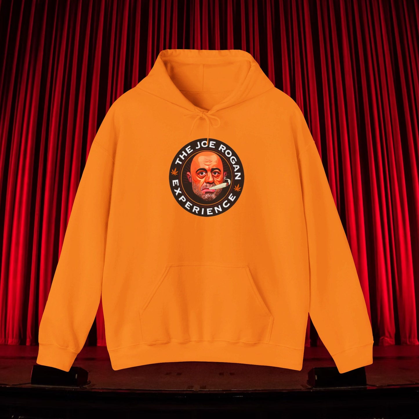 The Joe Rogan Experience Smoking Weed Marijuana Pot Funny Unisex Heavy Blend Hooded Sweatshirt Safety Orange Hoodies Joe Rogan Podcasts Stand-up Comedy Weed Printify