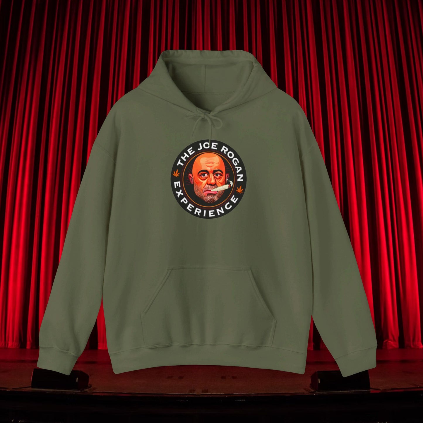 The Joe Rogan Experience Smoking Weed Marijuana Pot Funny Unisex Heavy Blend Hooded Sweatshirt Military Green Hoodies Joe Rogan Podcasts Stand-up Comedy Weed Printify