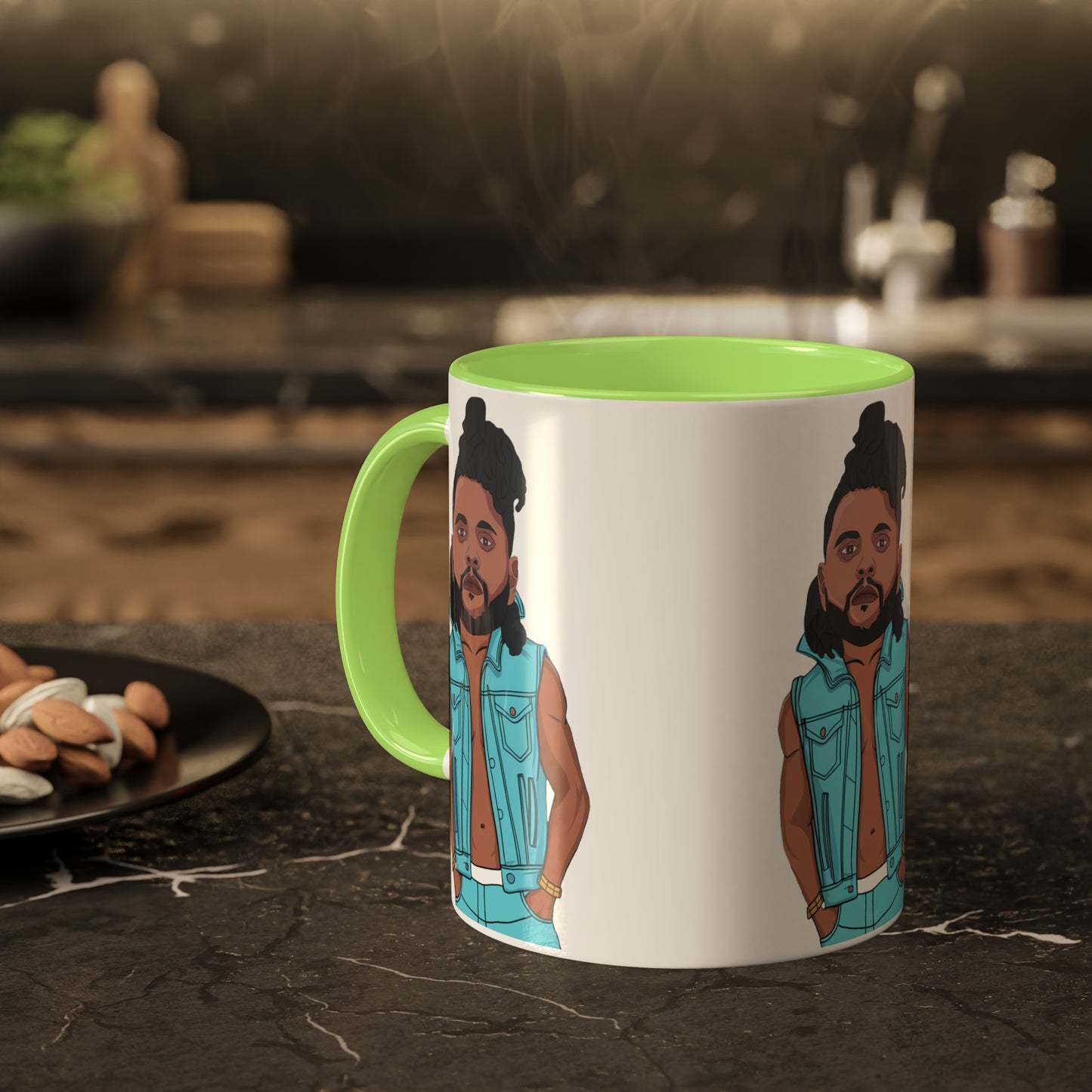 The Weeknd Colorful Mugs 11oz Light Green Mugs Music The Weeknd Printify