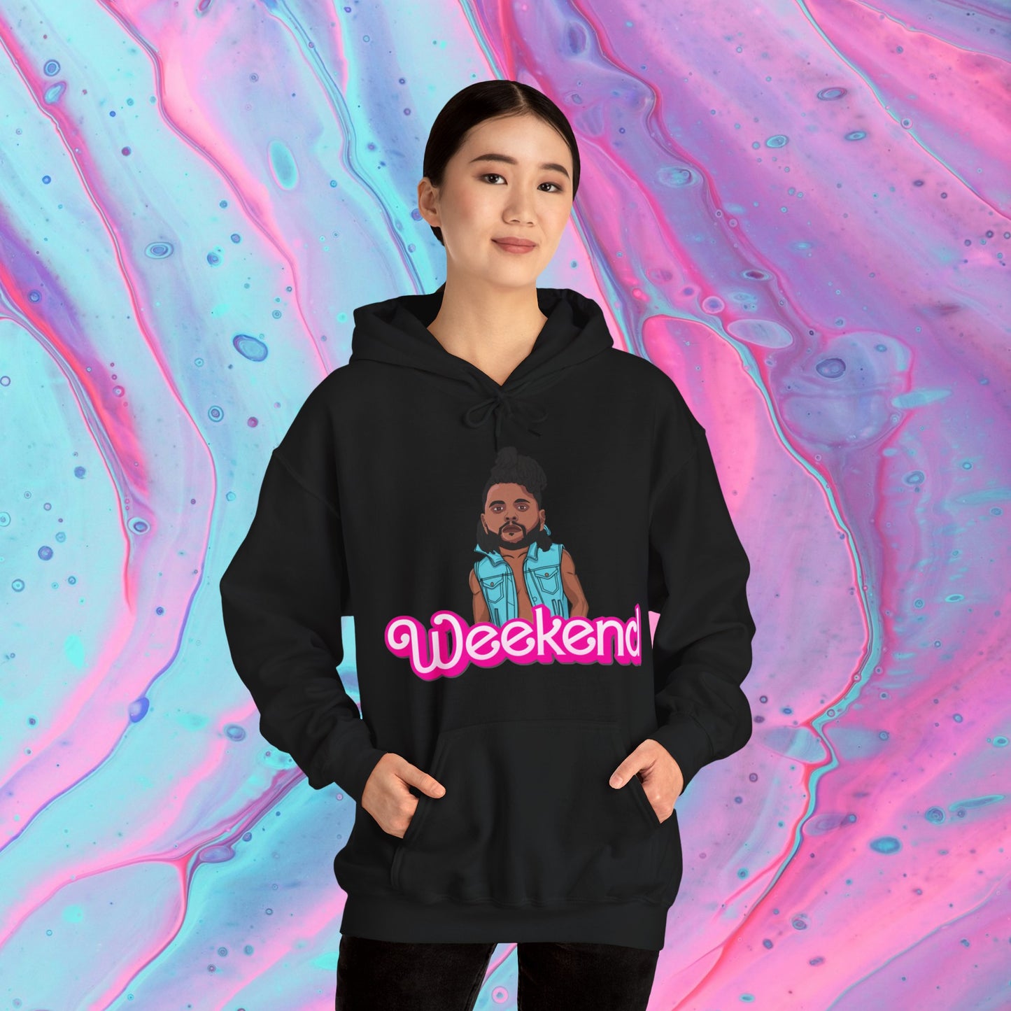 The Weeknd Ken Barbie Movie Unisex Heavy Blend Hoodie Black Hoodies Barbie Music The Weeknd Printify