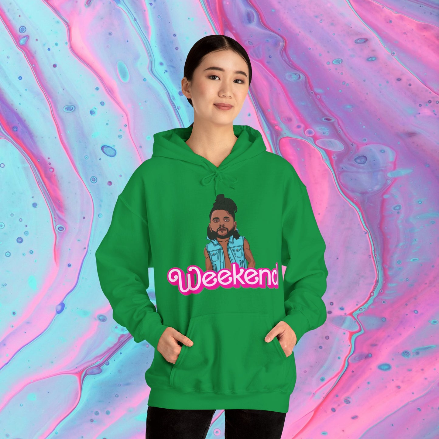 The Weeknd Ken Barbie Movie Unisex Heavy Blend Hoodie Irish Green Hoodies Barbie Music The Weeknd Printify