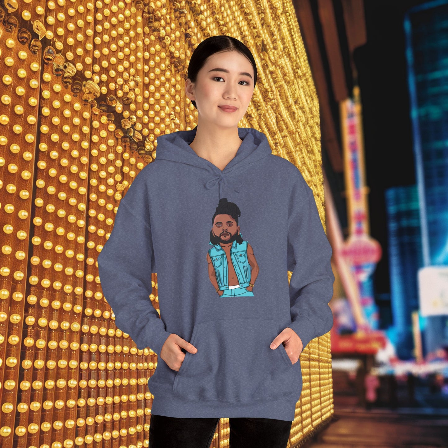 The Weeknd Unisex Heavy Blend Hooded Sweatshirt Heather Navy Hoodies Music The Weeknd Printify