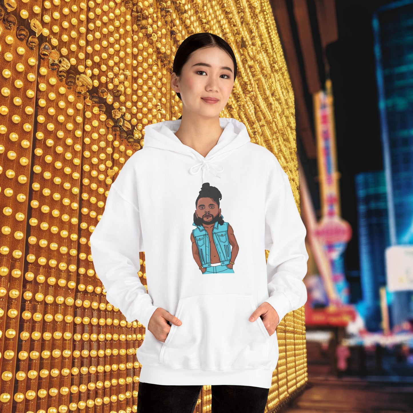 The Weeknd Unisex Heavy Blend Hooded Sweatshirt White Hoodies Music The Weeknd Printify