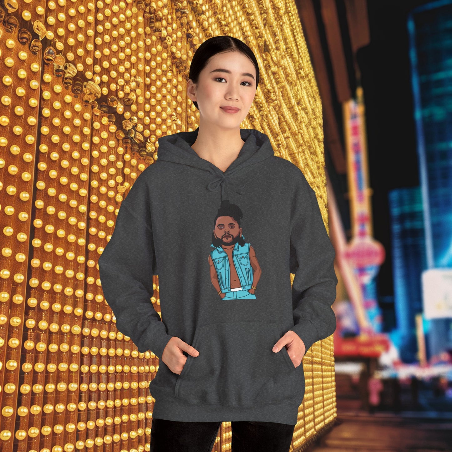 The Weeknd Unisex Heavy Blend Hooded Sweatshirt Dark Heather Hoodies Music The Weeknd Printify