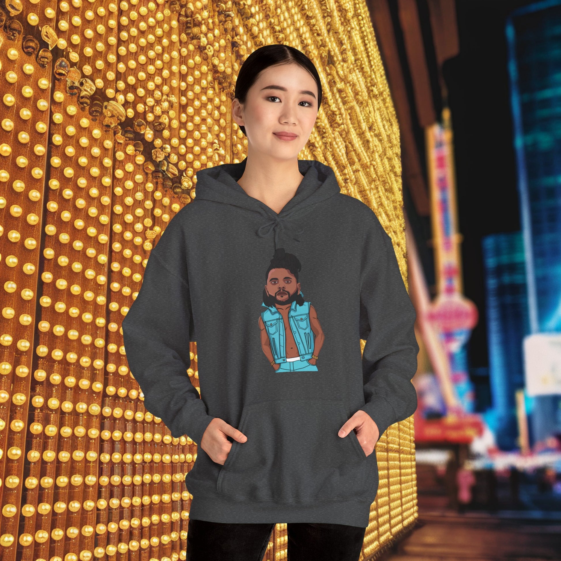 The Weeknd Unisex Heavy Blend Hooded Sweatshirt Dark Heather Hoodies Music The Weeknd Printify