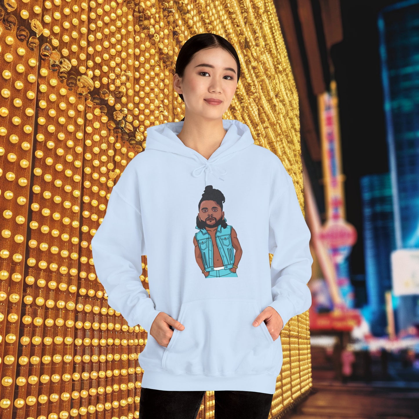 The Weeknd Unisex Heavy Blend Hooded Sweatshirt Light Blue Hoodies Music The Weeknd Printify