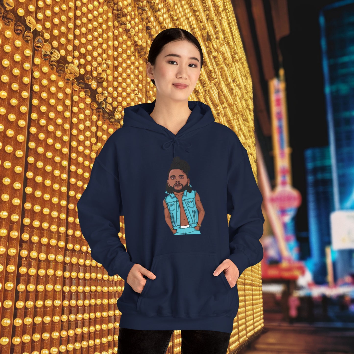 The Weeknd Unisex Heavy Blend Hooded Sweatshirt Navy Hoodies Music The Weeknd Printify