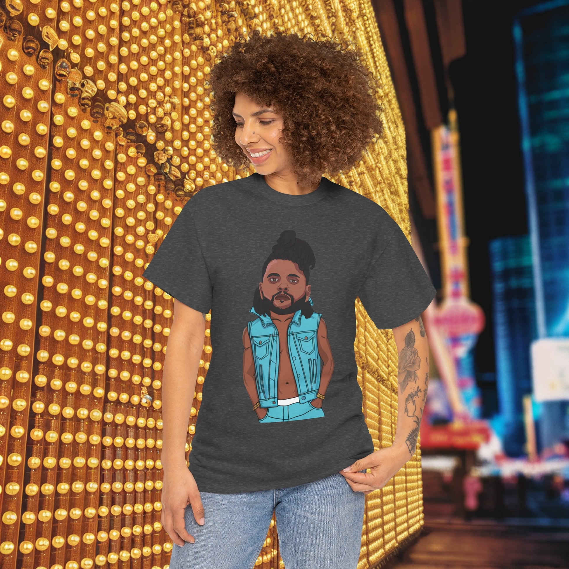 The Weeknd Unisex Heavy Cotton Tee Dark Heather T-shirts Music The Weeknd Printify