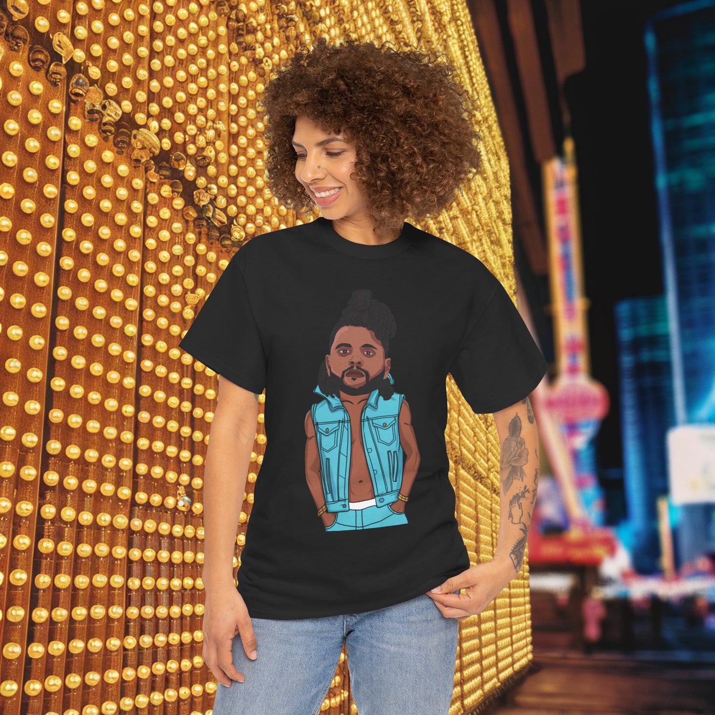 The Weeknd Unisex Heavy Cotton Tee Black T-shirts Music The Weeknd Printify