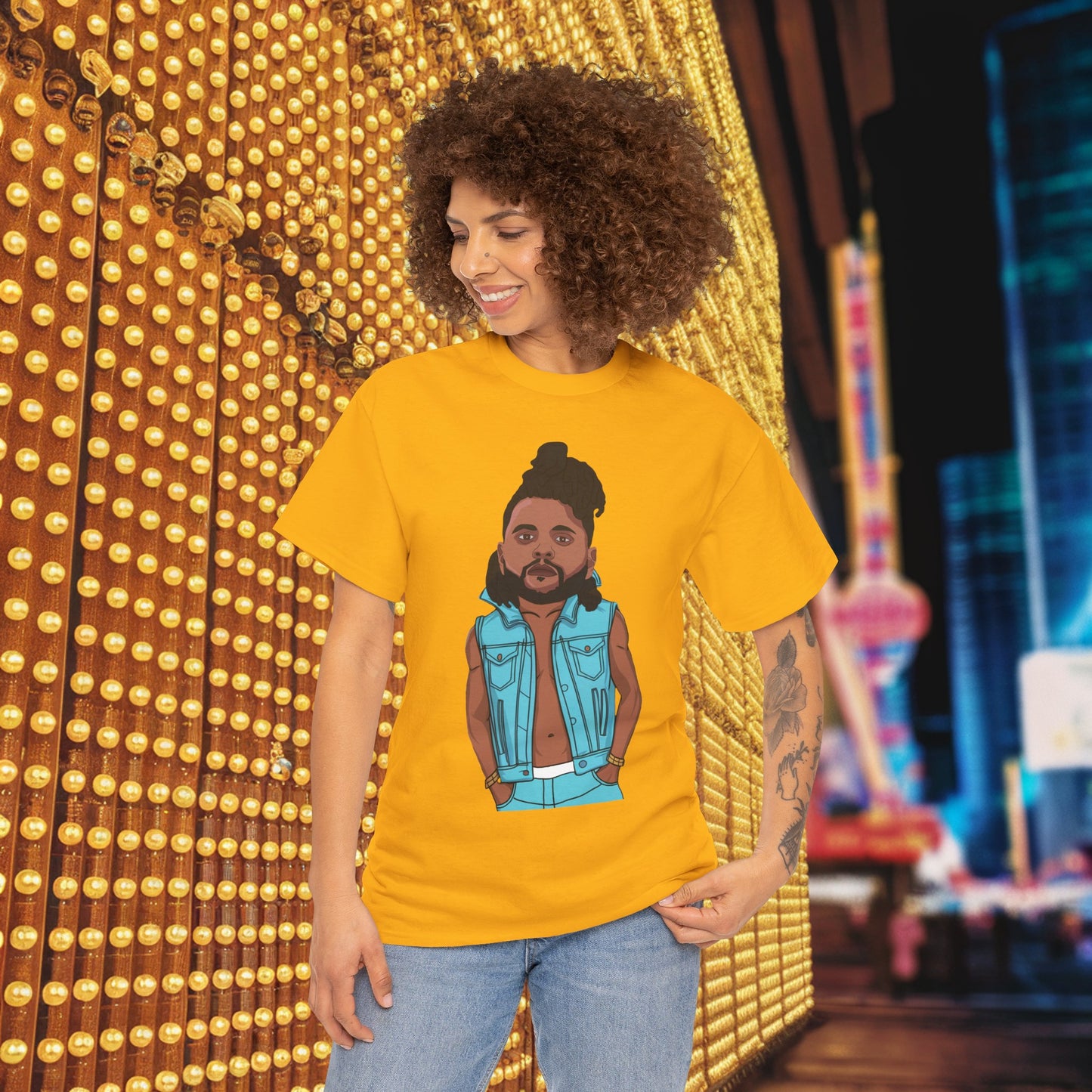 The Weeknd Unisex Heavy Cotton Tee Gold T-shirts Music The Weeknd Printify