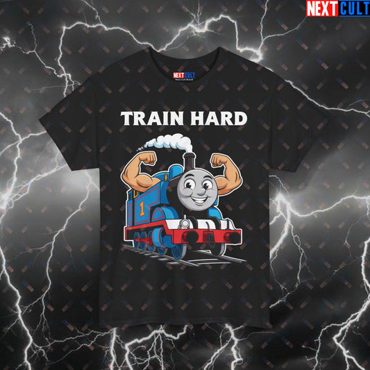 Funny Gym Shirt for Men - Train Hard Gains T-Shirt - Pump Cover Gym Meme Tee for Lifters, Bodybuilding & Powerlifting Workouts T-shirts Fitness Gym Pump Cover TV Workout Printify