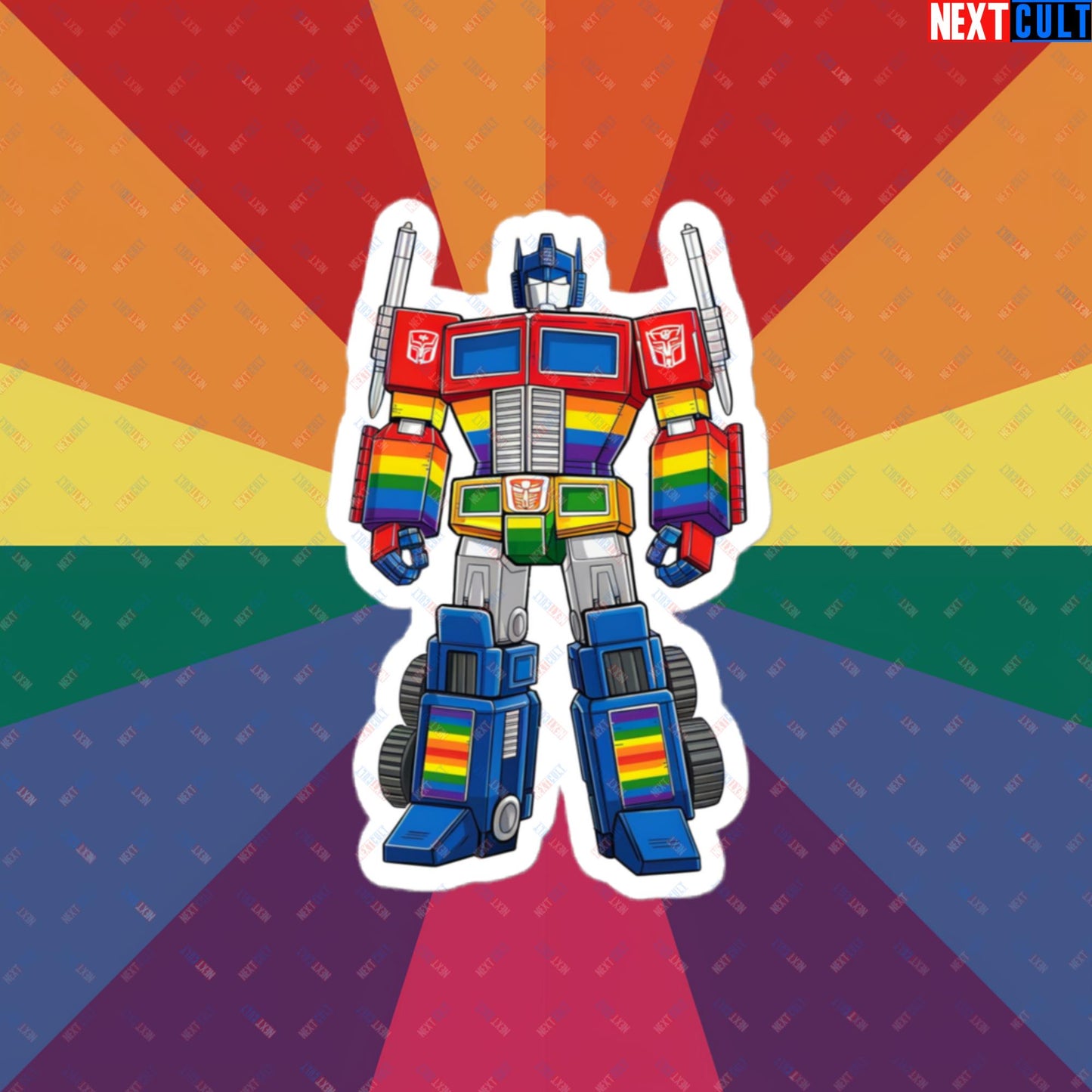 Transformer Transgender Pride Funny LGBTQ+ Bubble-free stickers 4″×4″ Stickers LGBTQ+ Movies Transformers Next Cult Brand