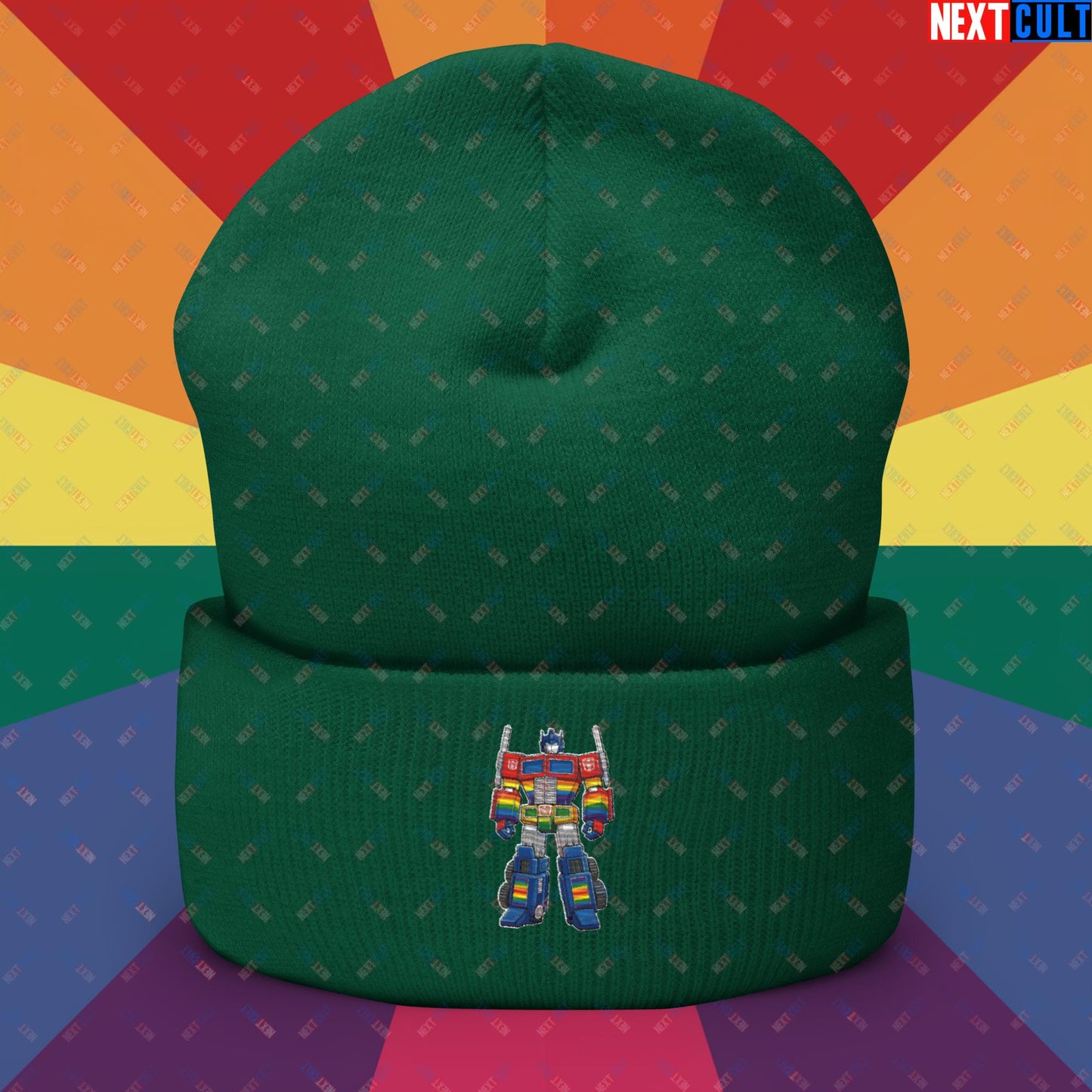 Transformer Transgender Pride Funny LGBTQ+ Cuffed Beanie Spruce Hats LGBTQ+ Movies Transformers Next Cult Brand