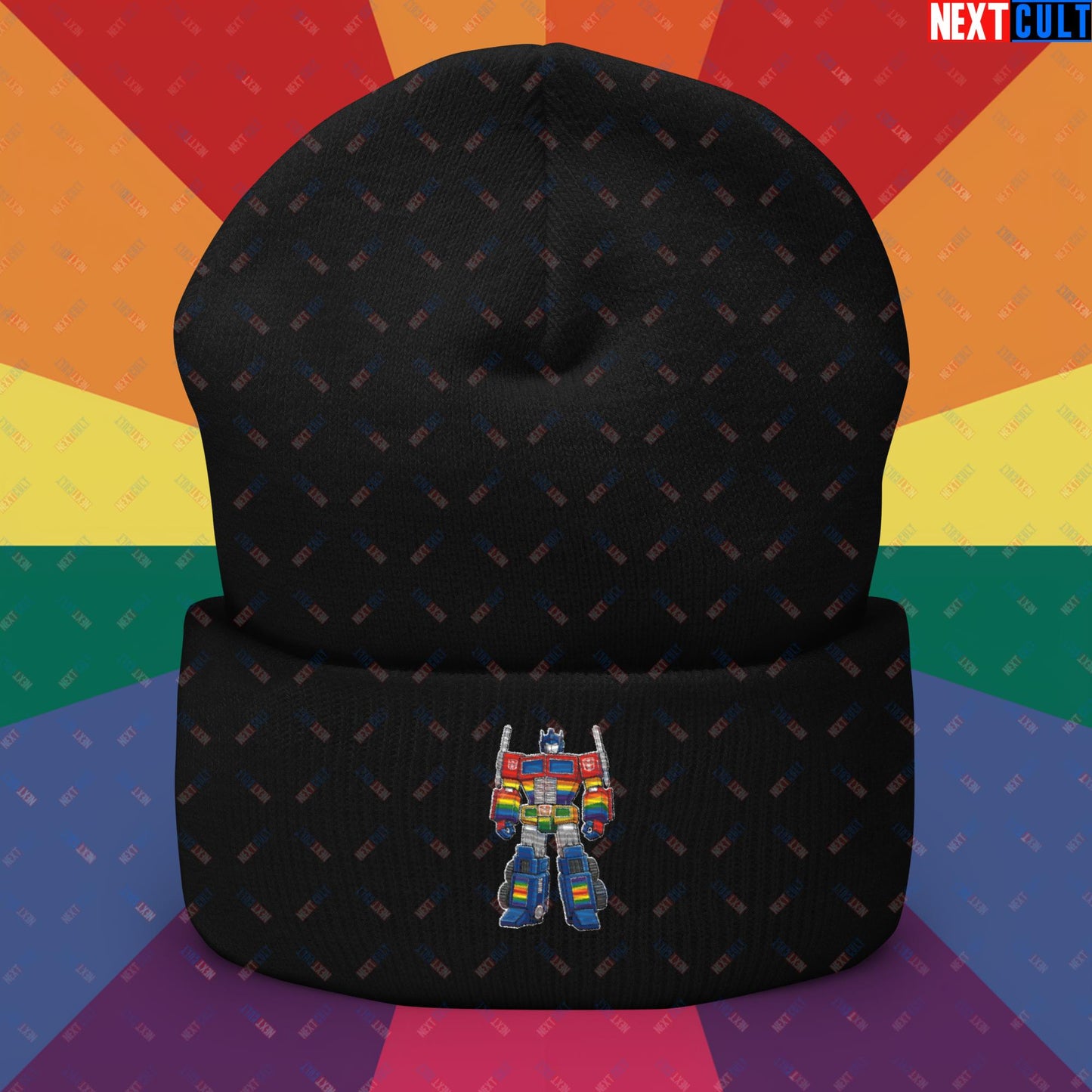 Transformer Transgender Pride Funny LGBTQ+ Cuffed Beanie Black Hats LGBTQ+ Movies Transformers Next Cult Brand