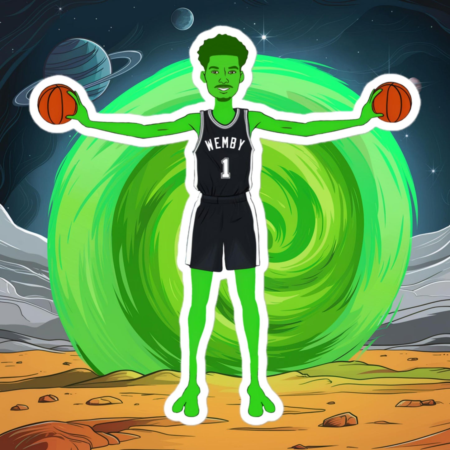 Victor Wembanyama Alien Wemby Funny NBA Basketball San Antonio Spurs Bubble-free stickers 5.5″×5.5″ Stickers Basketball NBA San Antonio Spurs Victor Wembanyama Wemby Next Cult Brand