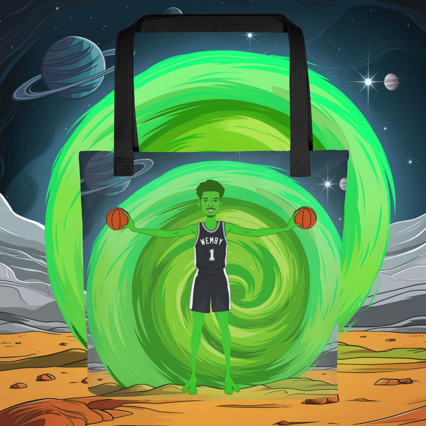 Victor Wembanyama Alien Wemby Funny NBA Basketball San Antonio Spurs Tote bag Default Title Bags Basketball NBA San Antonio Spurs Victor Wembanyama Wemby Next Cult Brand