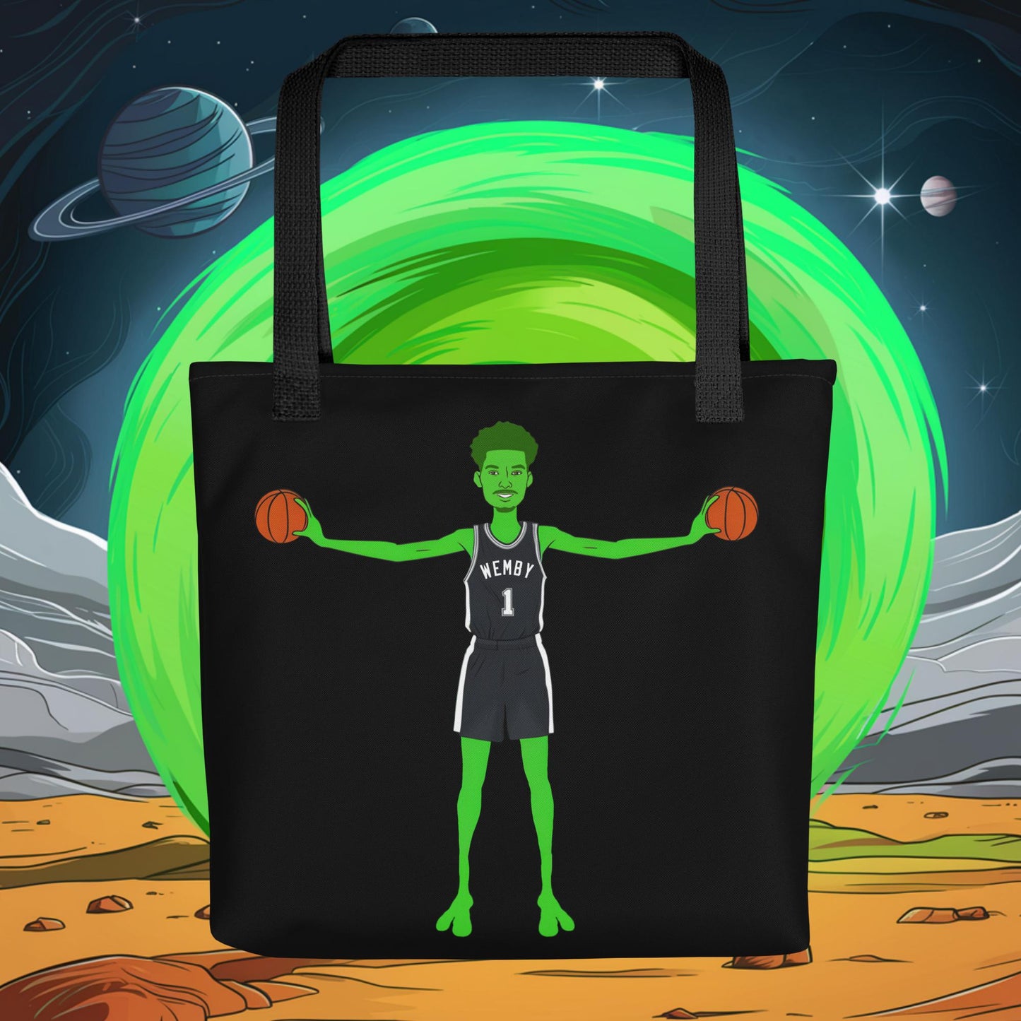 Victor Wembanyama Alien Wemby Funny NBA Basketball San Antonio Spurs Tote bag Default Title Bags Basketball NBA San Antonio Spurs Victor Wembanyama Wemby Next Cult Brand