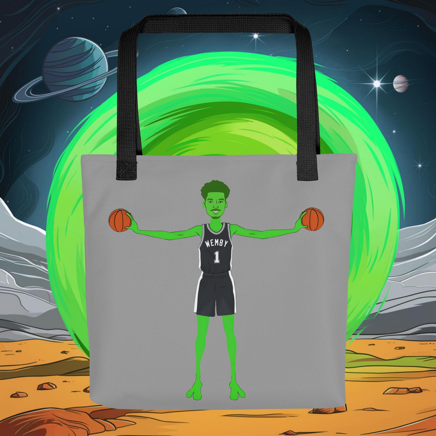 Victor Wembanyama Alien Wemby Funny NBA Basketball San Antonio Spurs Tote bag Default Title Bags Basketball NBA San Antonio Spurs Victor Wembanyama Wemby Next Cult Brand