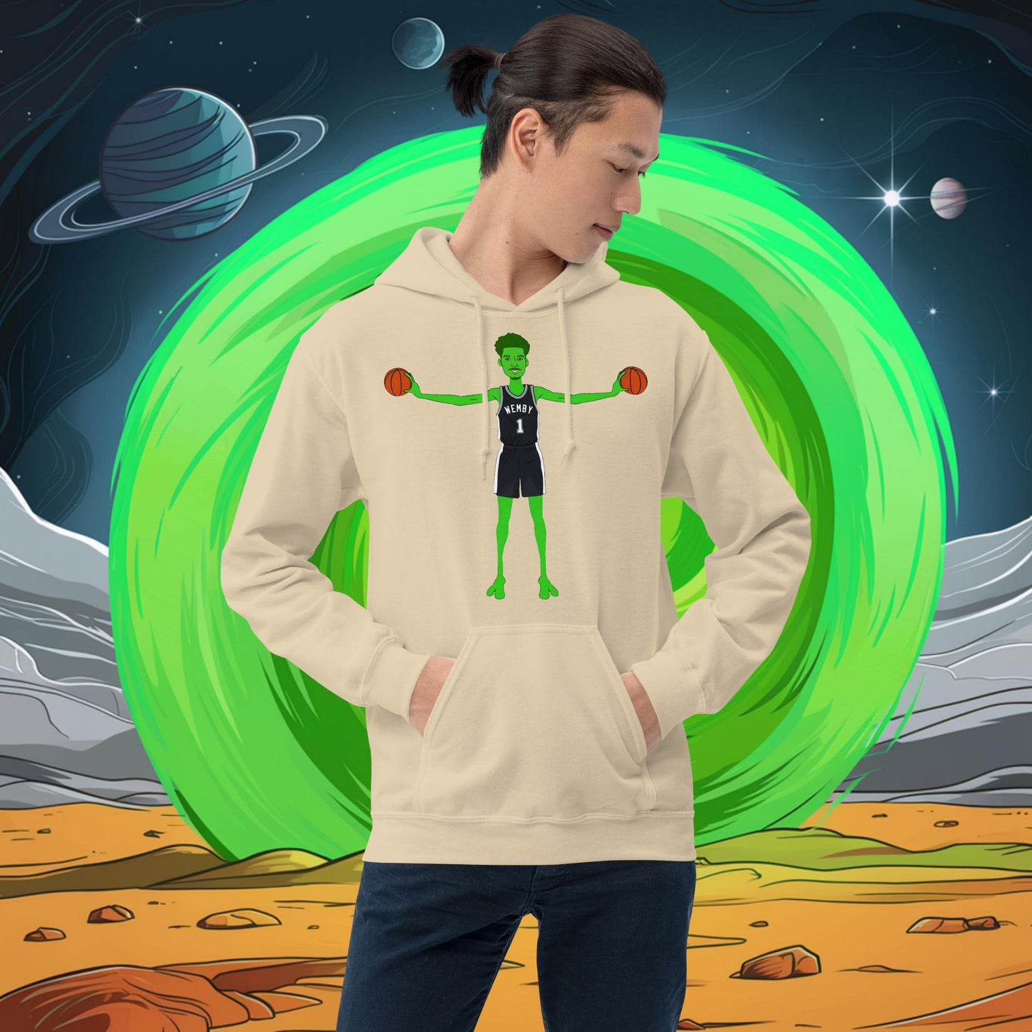 Victor Wembanyama Alien Wemby Funny NBA Basketball San Antonio Spurs Unisex Hoodie Sand Hoodies Basketball NBA San Antonio Spurs Victor Wembanyama Wemby Next Cult Brand