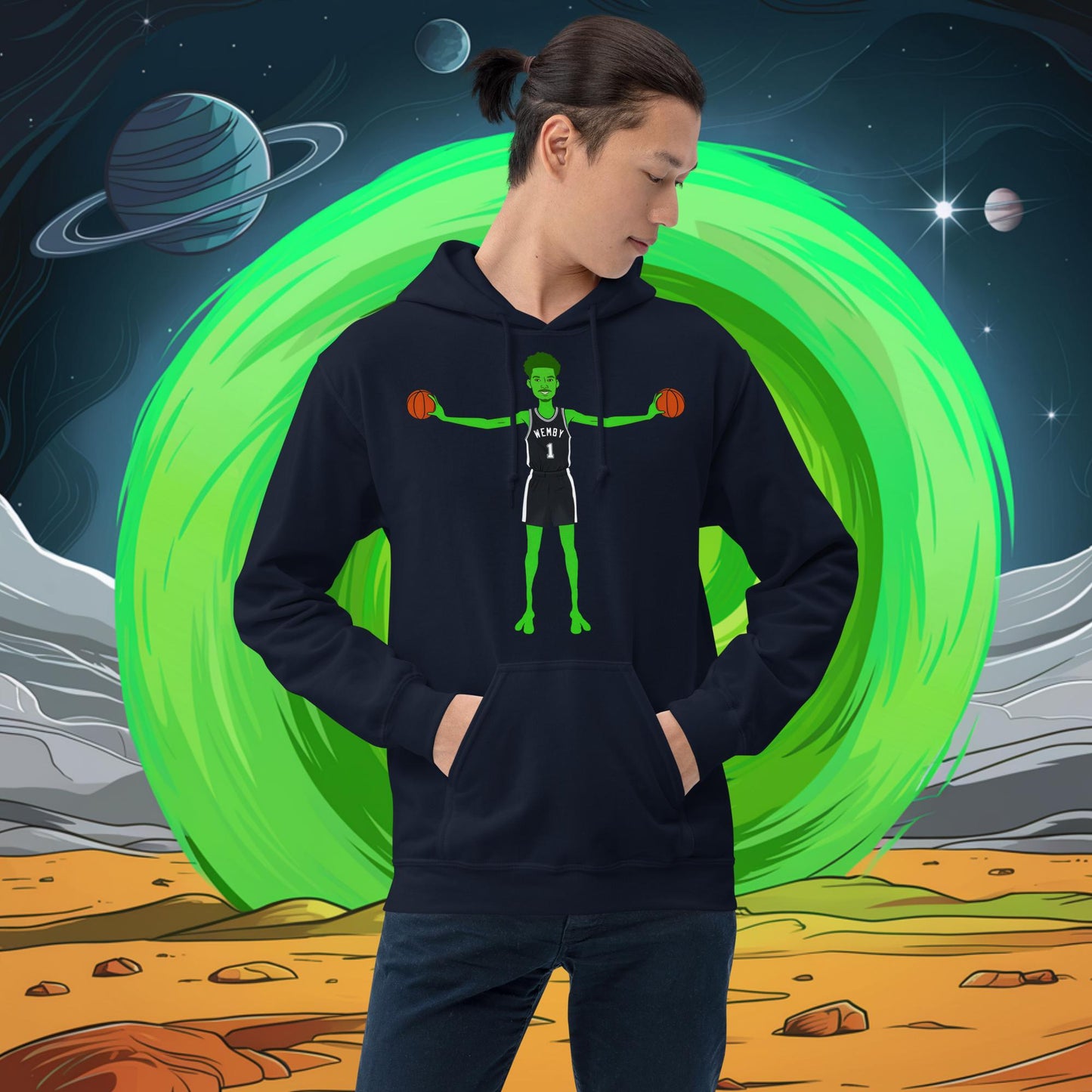 Victor Wembanyama Alien Wemby Funny NBA Basketball San Antonio Spurs Unisex Hoodie Navy Hoodies Basketball NBA San Antonio Spurs Victor Wembanyama Wemby Next Cult Brand