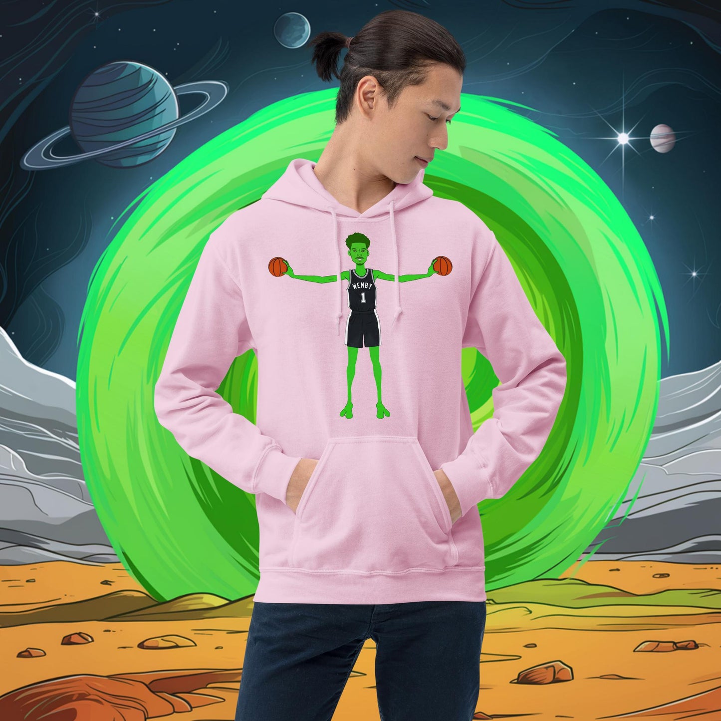 Victor Wembanyama Alien Wemby Funny NBA Basketball San Antonio Spurs Unisex Hoodie Light Pink Hoodies Basketball NBA San Antonio Spurs Victor Wembanyama Wemby Next Cult Brand