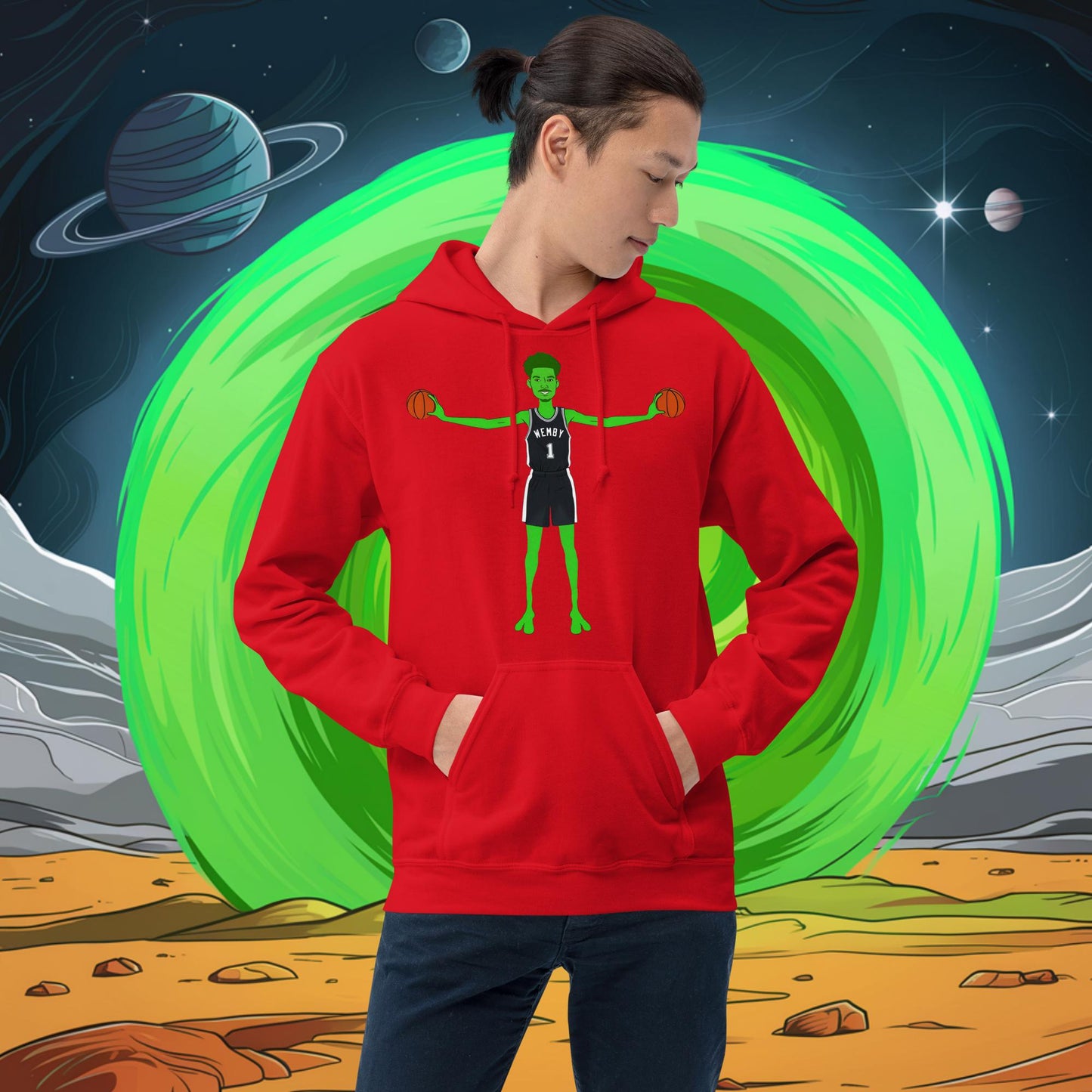 Victor Wembanyama Alien Wemby Funny NBA Basketball San Antonio Spurs Unisex Hoodie Red Hoodies Basketball NBA San Antonio Spurs Victor Wembanyama Wemby Next Cult Brand