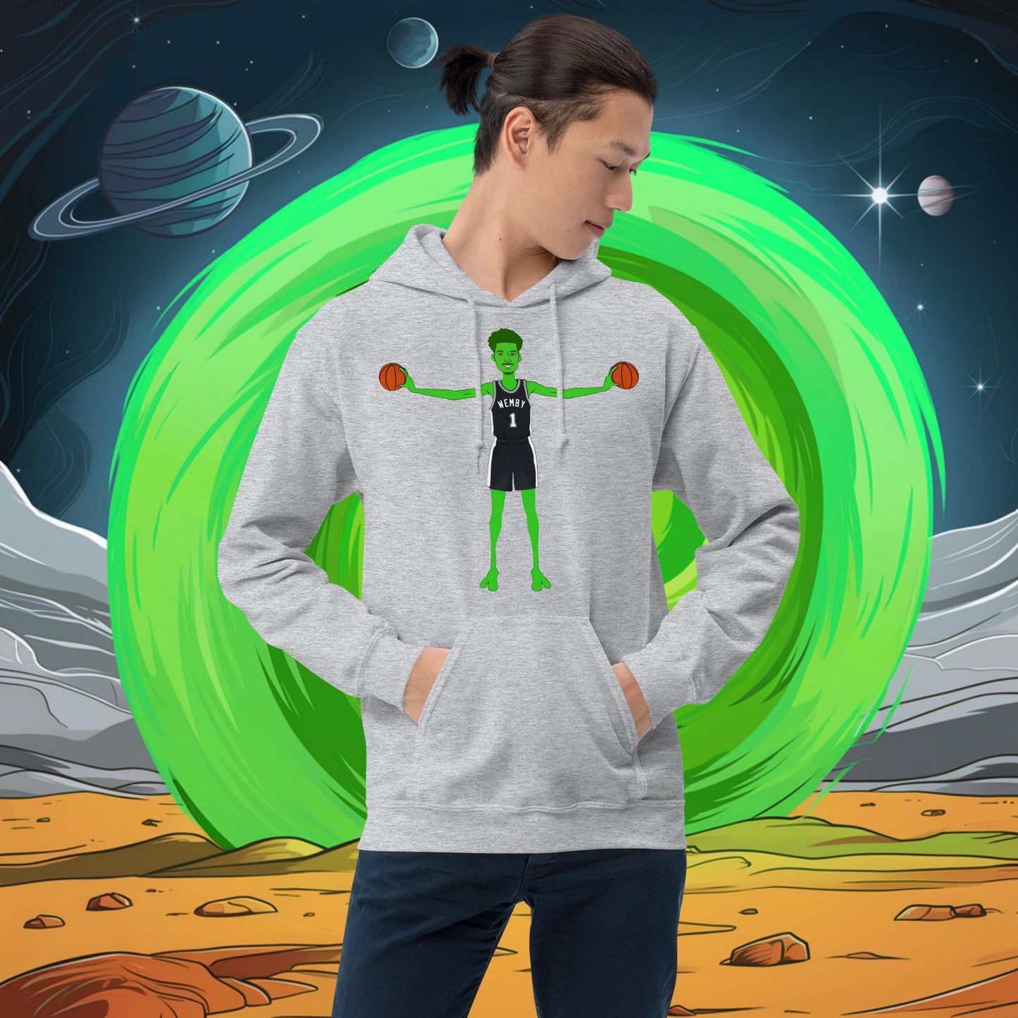 Victor Wembanyama Alien Wemby Funny NBA Basketball San Antonio Spurs Unisex Hoodie Sport Grey Hoodies Basketball NBA San Antonio Spurs Victor Wembanyama Wemby Next Cult Brand