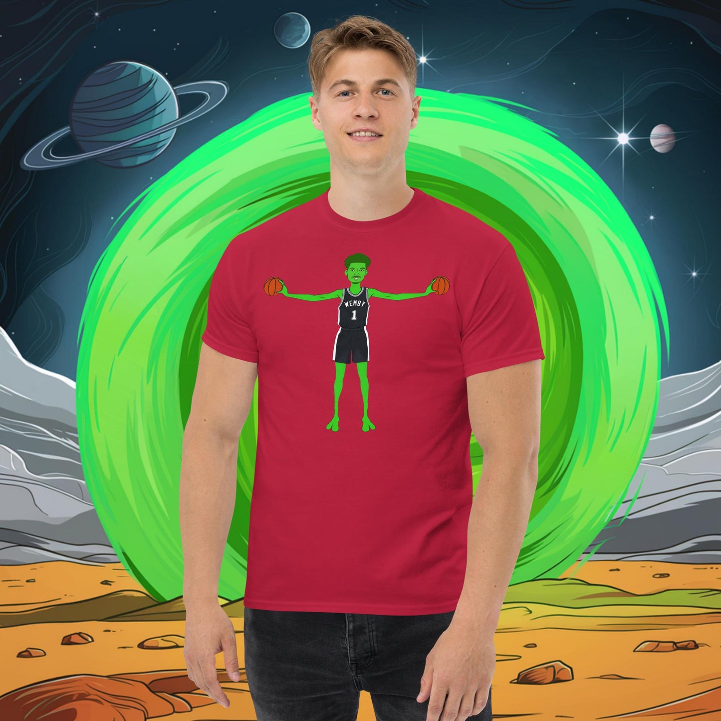 Victor Wembanyama Alien Wemby Funny NBA Basketball San Antonio Spurs Unisex tee Cardinal T-shirts Basketball NBA San Antonio Spurs Victor Wembanyama Wemby Next Cult Brand