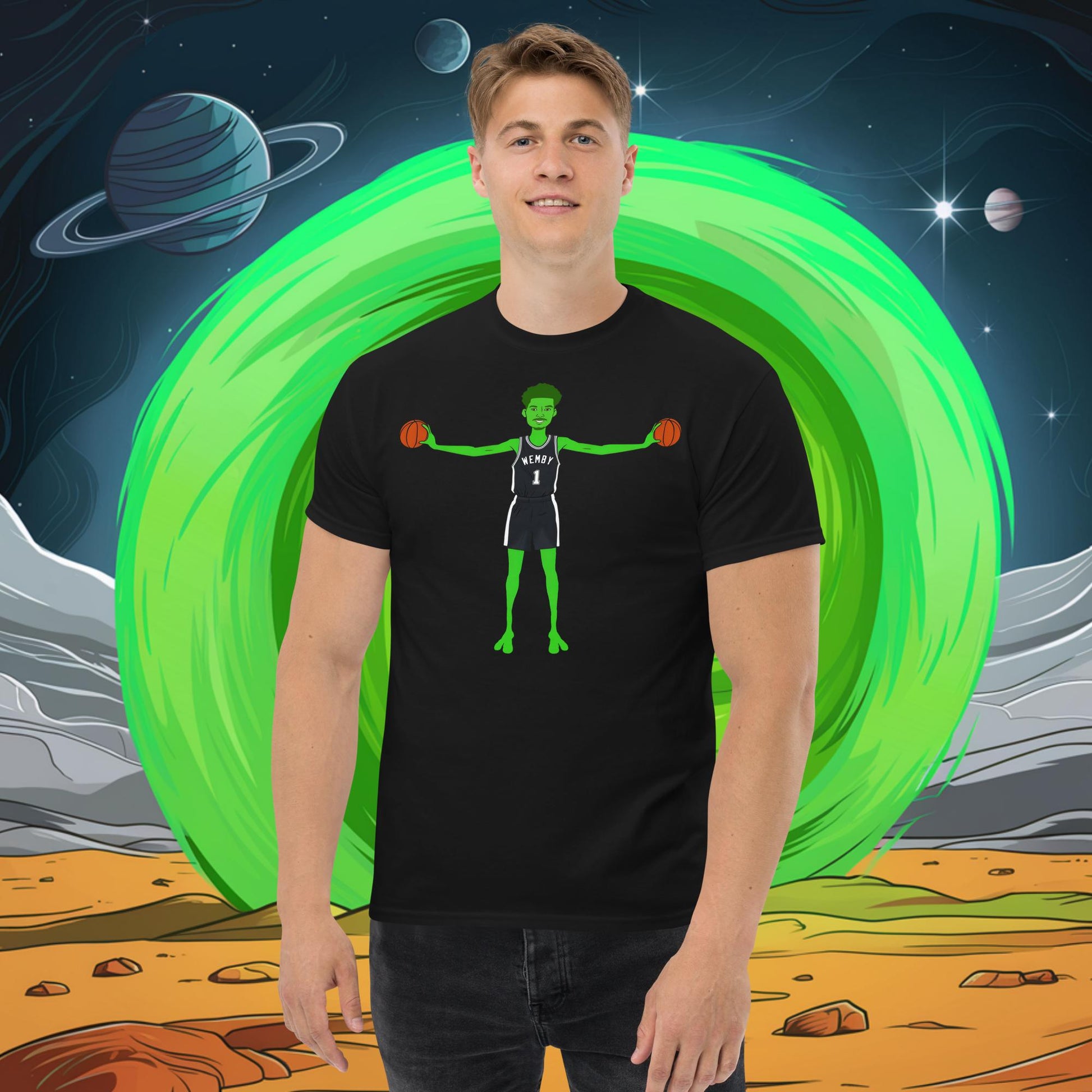 Victor Wembanyama Alien Wemby Funny NBA Basketball San Antonio Spurs Unisex tee Black T-shirts Basketball NBA San Antonio Spurs Victor Wembanyama Wemby Next Cult Brand