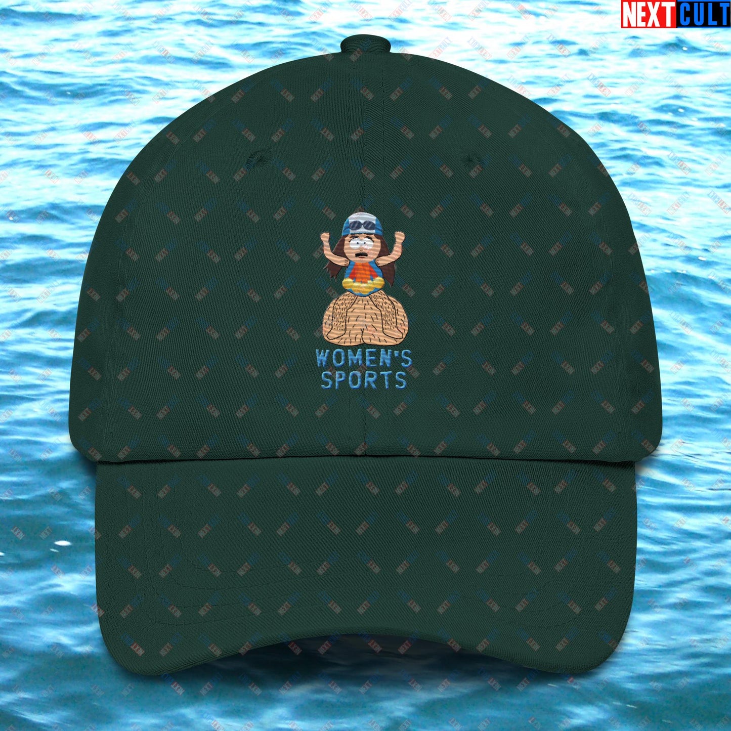 Women's Sports Funny Lia Thomas Swimming Female Sports Trans Athlete Dad hat Spruce Hats LGBTQ+ South Park TV Shows Next Cult Brand