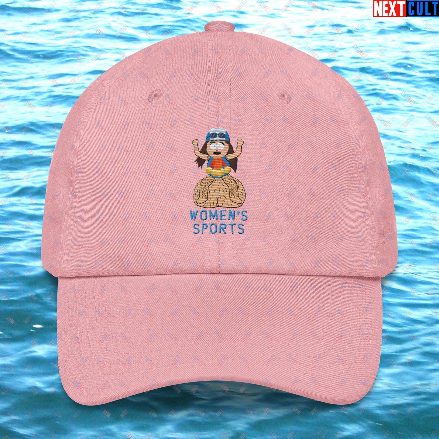 Women's Sports Funny Lia Thomas Swimming Female Sports Trans Athlete Dad hat Pink Hats LGBTQ+ South Park TV Shows Next Cult Brand