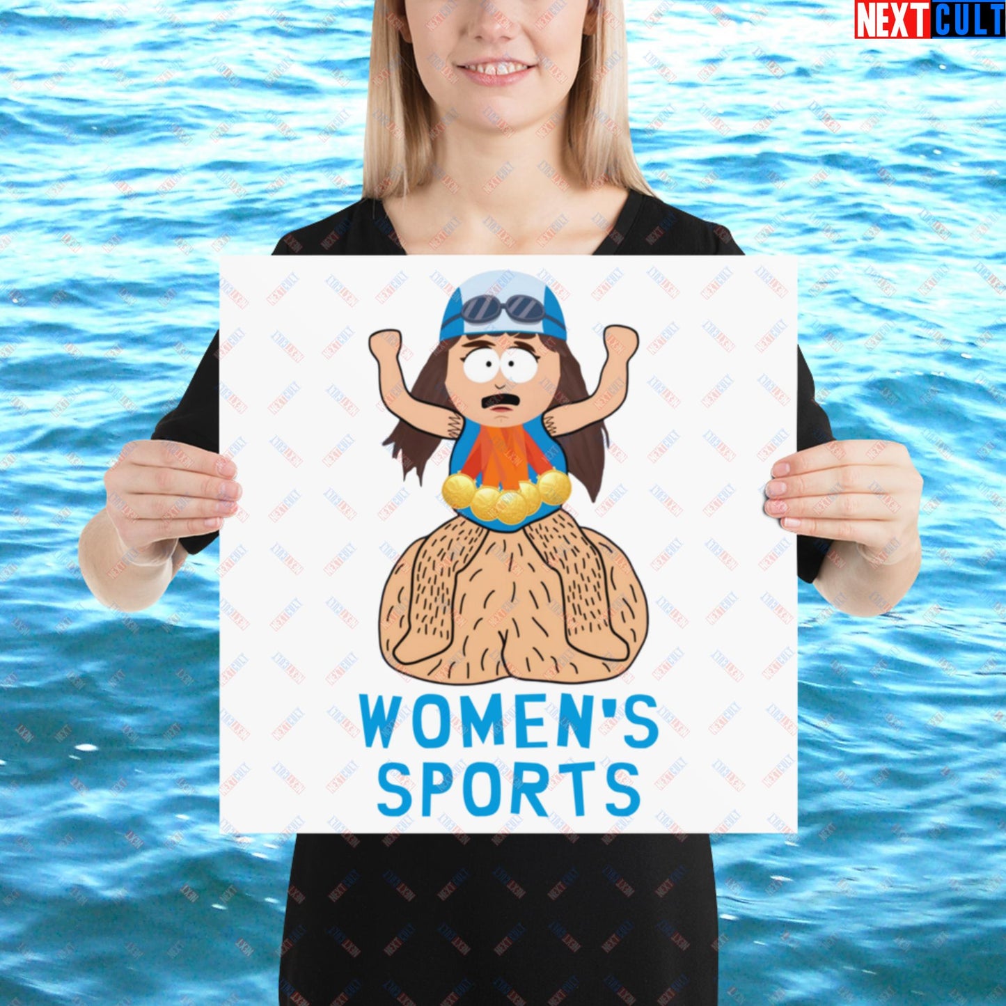 Women's Sports Funny Lia Thomas Swimming Female Sports Trans Athlete Poster 16″×16″ Posters LGBTQ+ South Park TV Shows Next Cult Brand