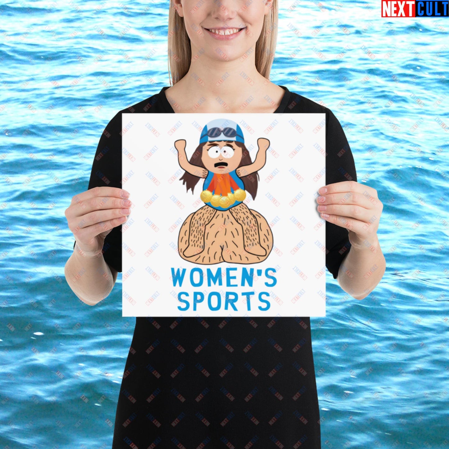 Women's Sports Funny Lia Thomas Swimming Female Sports Trans Athlete Poster 12″×12″ Posters LGBTQ+ South Park TV Shows Next Cult Brand
