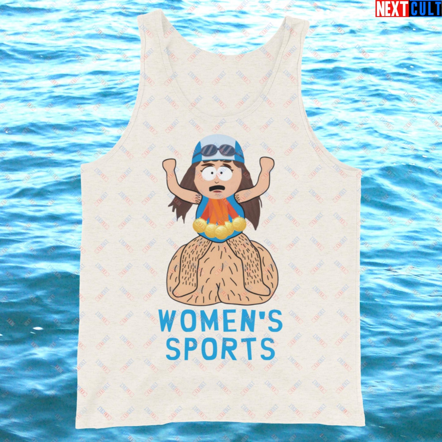 Women's Sports Funny Lia Thomas Swimming Female Sports Trans Athlete Tank Top Oatmeal Triblend Tank Tops LGBTQ+ South Park TV Shows Next Cult Brand