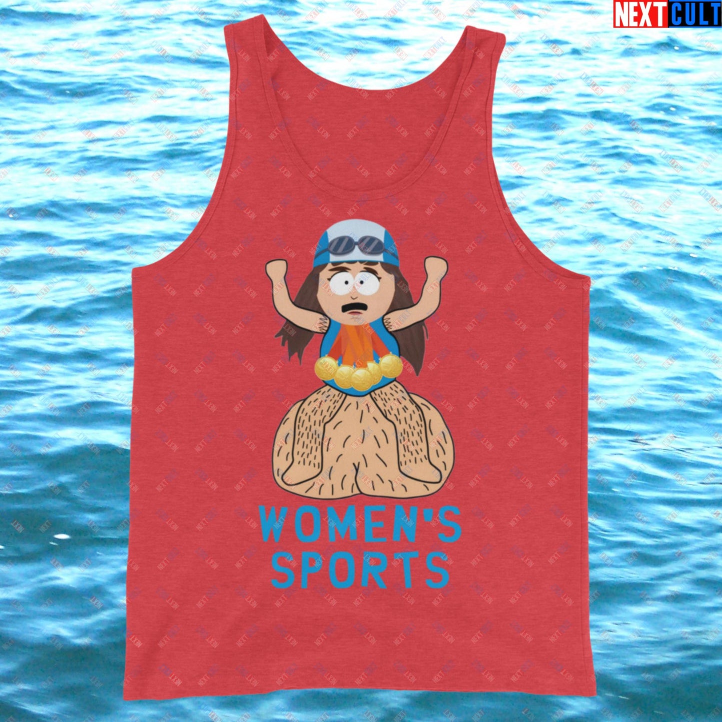 Women's Sports Funny Lia Thomas Swimming Female Sports Trans Athlete Tank Top Red Triblend Tank Tops LGBTQ+ South Park TV Shows Next Cult Brand