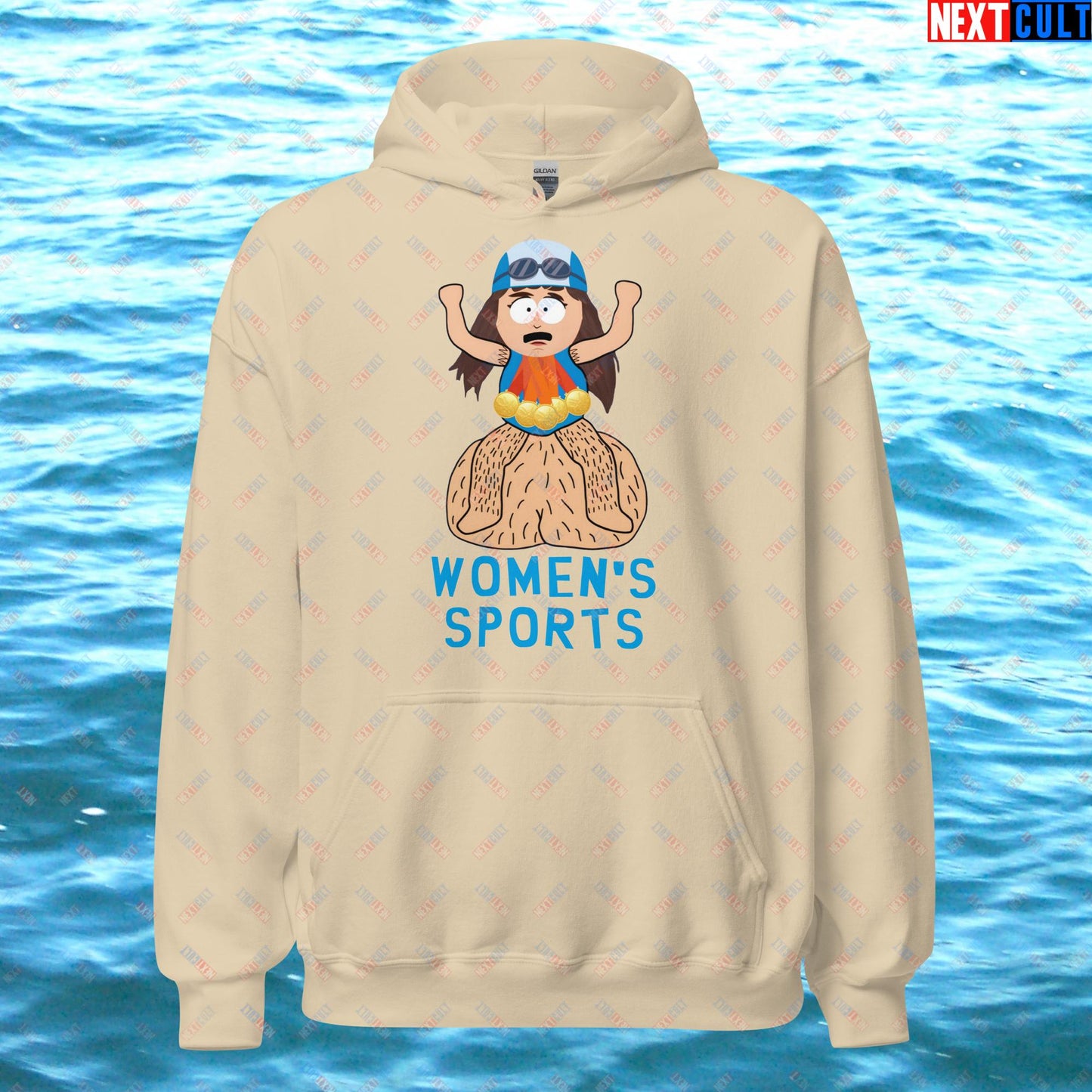 Women's Sports Funny Lia Thomas Swimming Female Sports Trans Athlete Unisex Hoodie Sand Hoodies LGBTQ+ South Park TV Shows Next Cult Brand