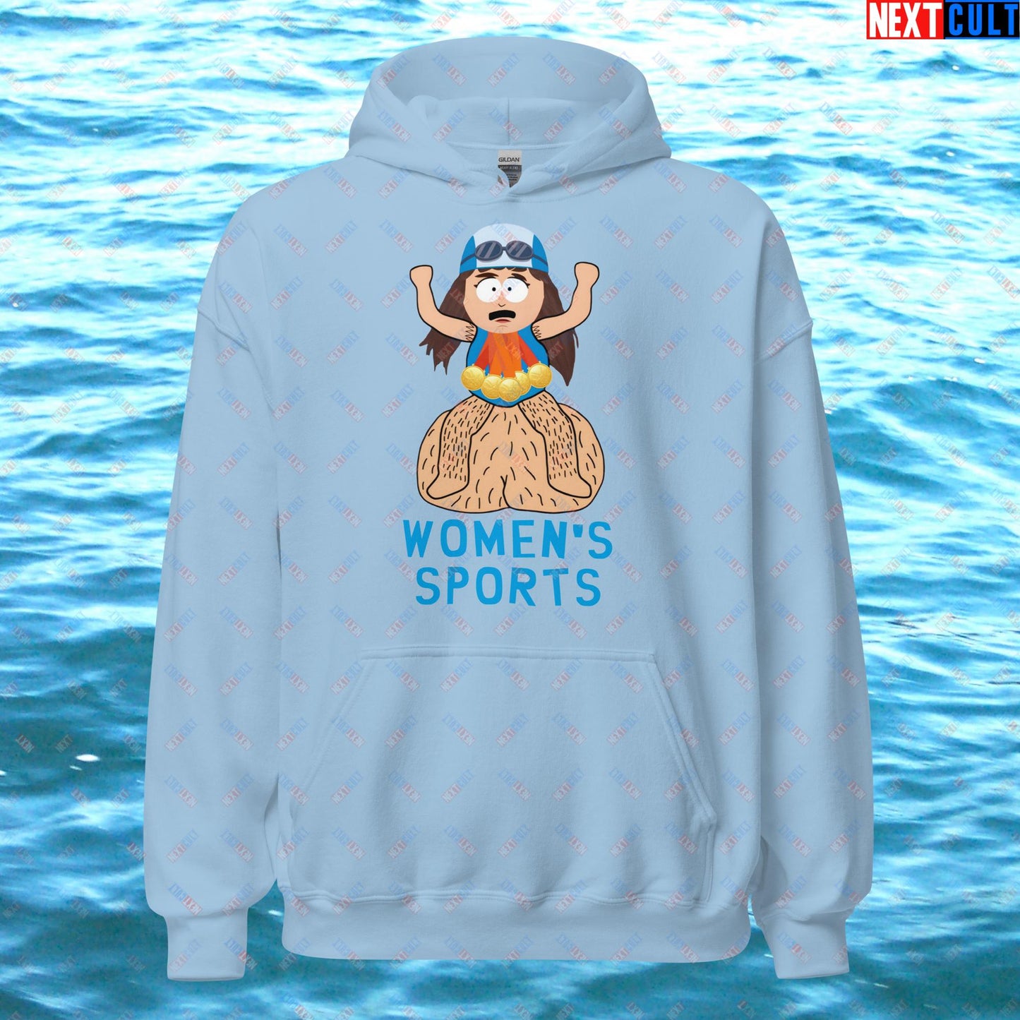 Women's Sports Funny Lia Thomas Swimming Female Sports Trans Athlete Unisex Hoodie Light Blue Hoodies LGBTQ+ South Park TV Shows Next Cult Brand