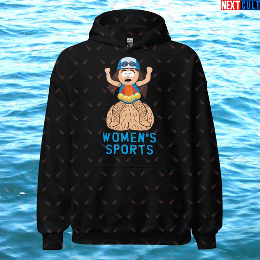 Women's Sports Funny Lia Thomas Swimming Female Sports Trans Athlete Unisex Hoodie Black Hoodies LGBTQ+ South Park TV Shows Next Cult Brand
