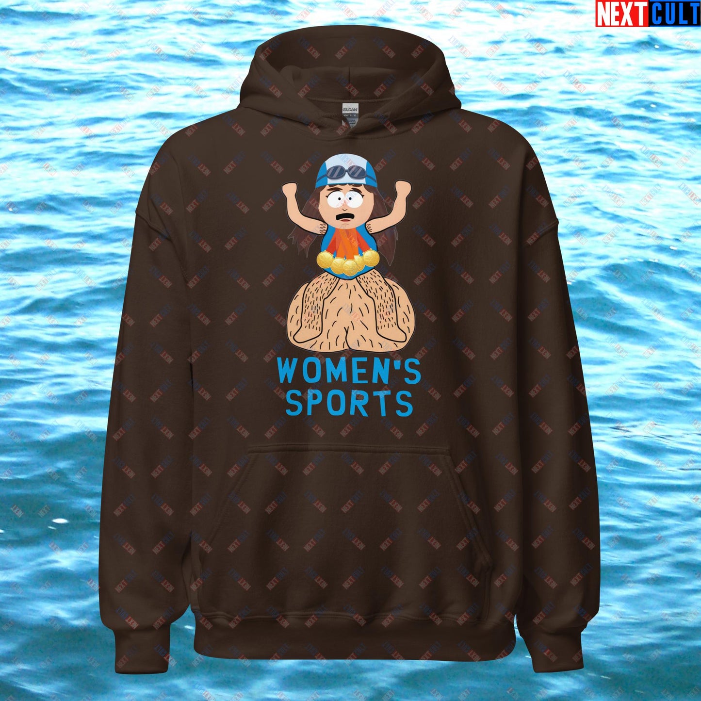 Women's Sports Funny Lia Thomas Swimming Female Sports Trans Athlete Unisex Hoodie Dark Chocolate Hoodies LGBTQ+ South Park TV Shows Next Cult Brand