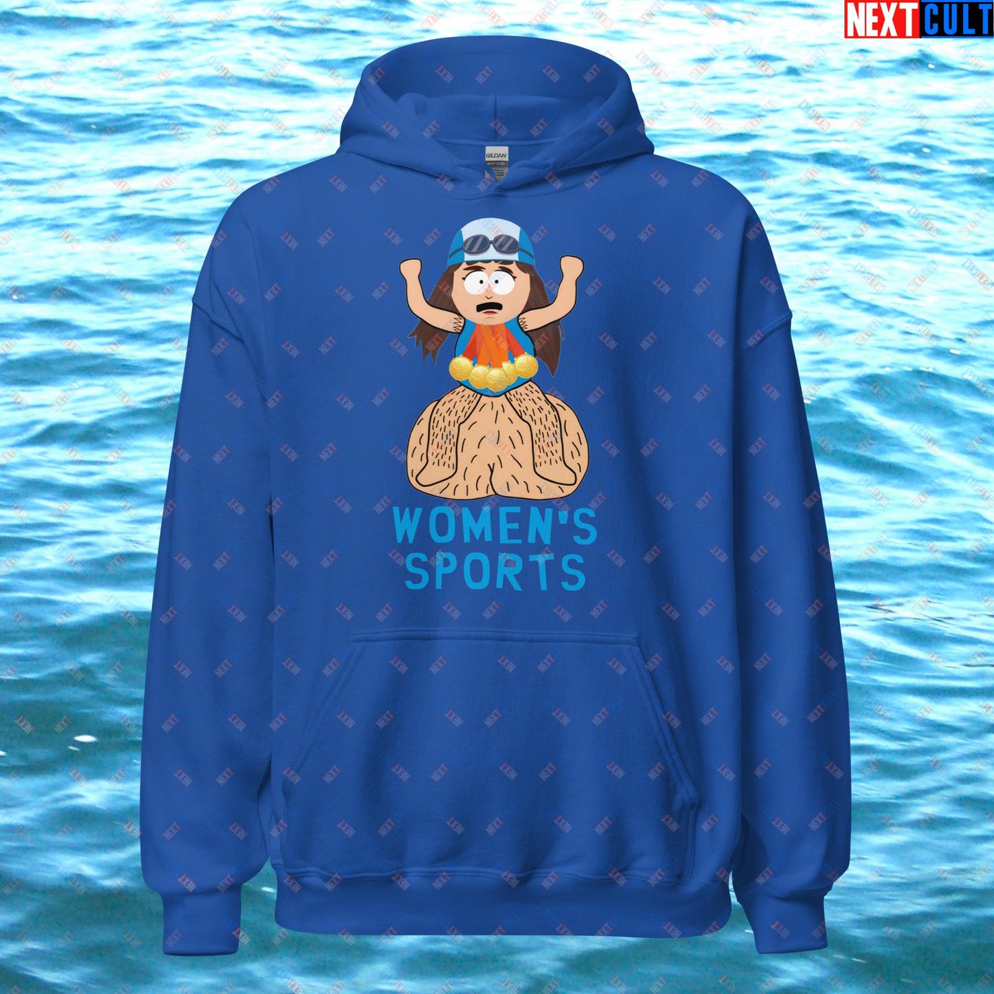 Women's Sports Funny Lia Thomas Swimming Female Sports Trans Athlete Unisex Hoodie Royal Hoodies LGBTQ+ South Park TV Shows Next Cult Brand