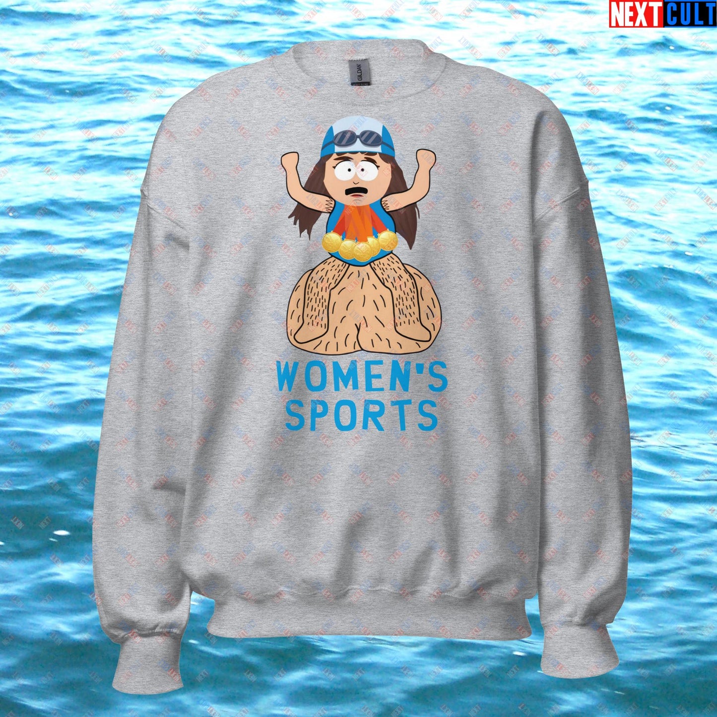 Women's Sports Funny Lia Thomas Swimming Female Sports Trans Athlete Unisex Sweatshirt Sport Grey Sweatshirts LGBTQ+ South Park TV Shows Next Cult Brand