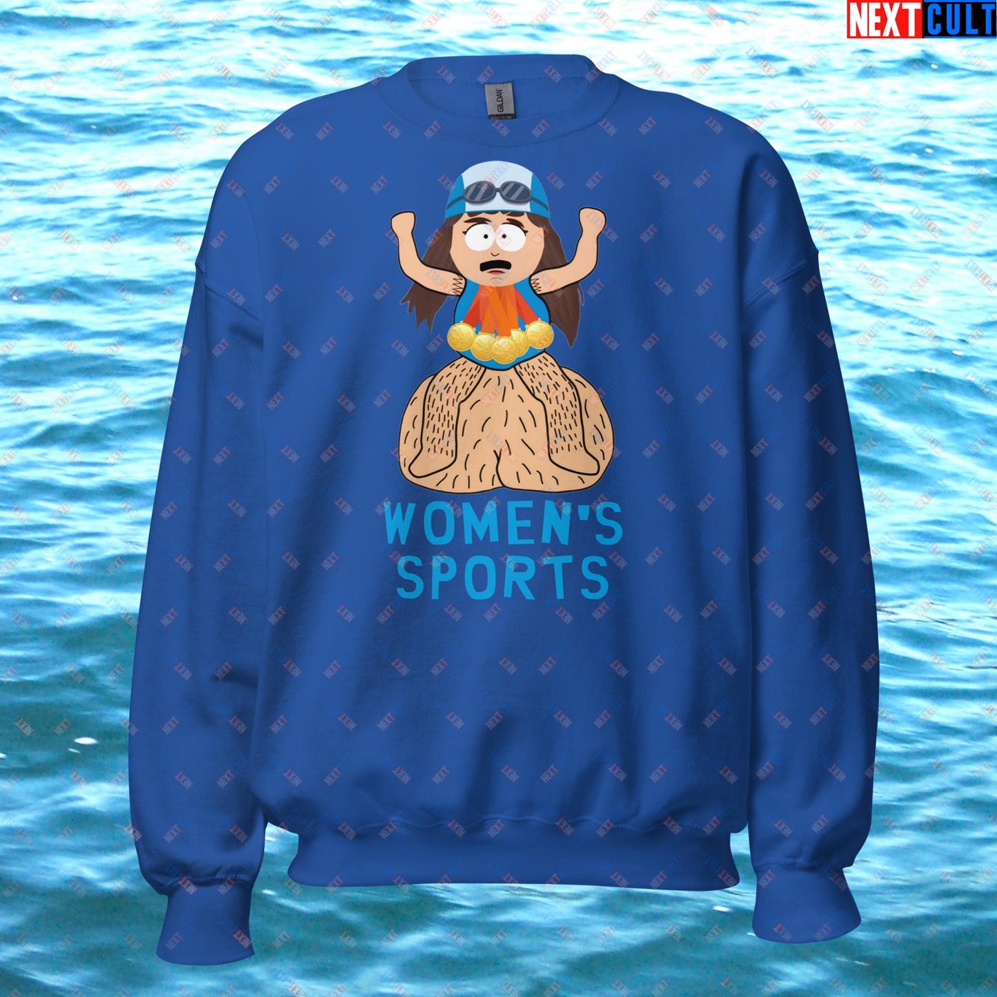 Women's Sports Funny Lia Thomas Swimming Female Sports Trans Athlete Unisex Sweatshirt Royal Sweatshirts LGBTQ+ South Park TV Shows Next Cult Brand